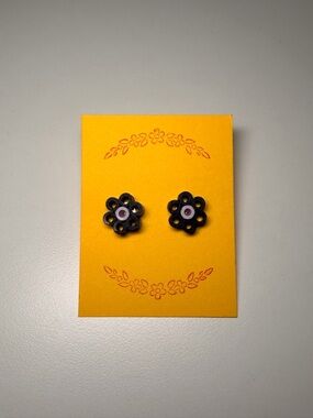 Black Flower Stud Earrings